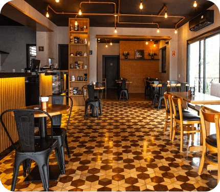 Café Conceito — Interior da Cafeteria Mobile